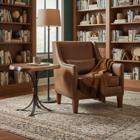 Modern End Table: Some lifestyle images are created with AI for visualization purposes. Crafted from natural solid wood, each piece is unique and will vary.