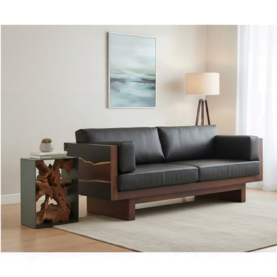 Modern End Table: Some lifestyle images are created with AI for visualization purposes. Crafted from natural solid wood, each piece is unique and will vary.