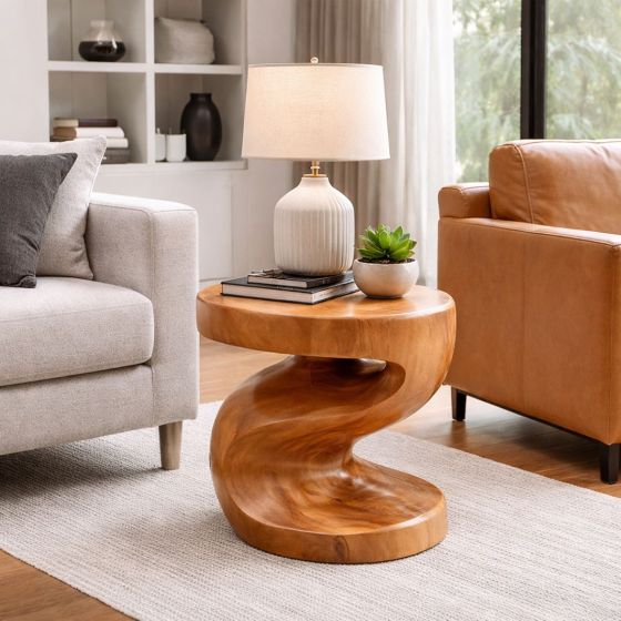 Organic Wood Furniture: Some lifestyle images are created with AI for visualization purposes. Crafted from natural solid wood, each piece is unique and will vary.