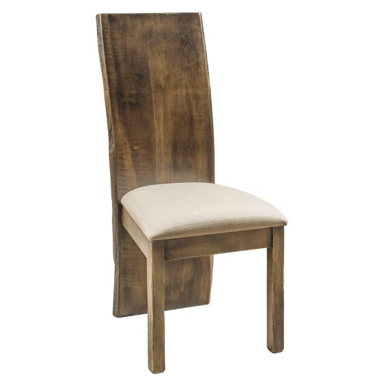 Evergreen Single Bend Dining Chair - Bel Air Finish - Linen Fabric Upholstered Seat