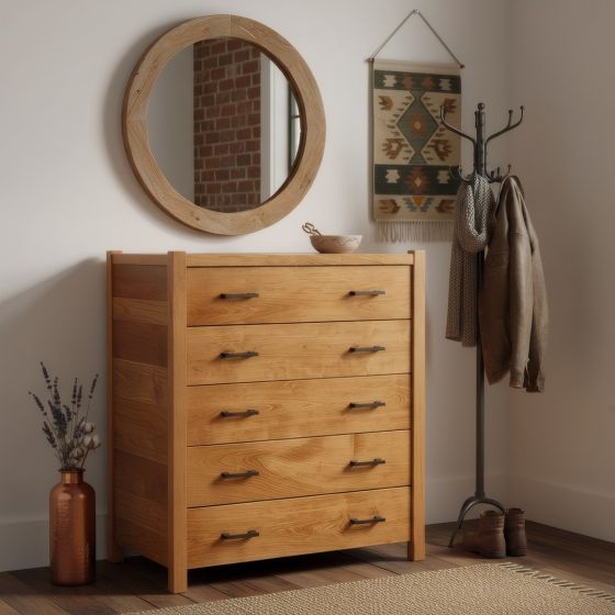 Chest of Drawers: Some lifestyle images are created with AI for visualization purposes. Crafted from natural solid wood, each piece is unique and will vary.