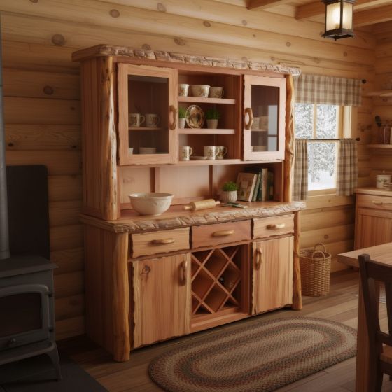 Rustic Hutch: Some lifestyle images are created with AI for visualization purposes. Crafted from natural solid wood, each piece is unique and will vary.