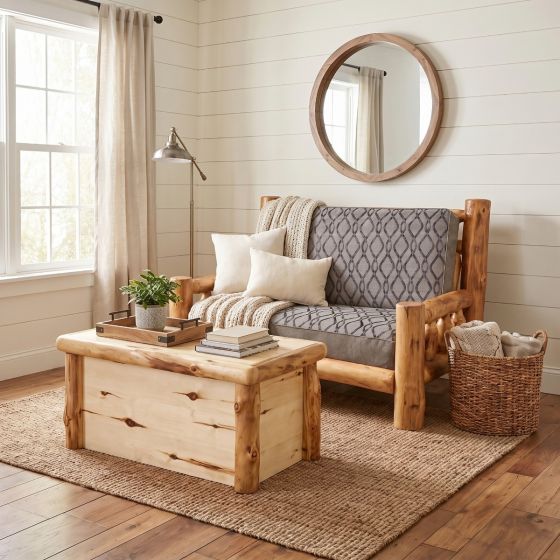 Rustic Hope Chest: Some lifestyle images are created with AI for visualization purposes. Crafted from natural solid wood, each piece is unique and will vary.