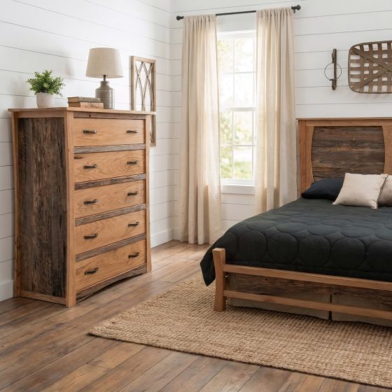 5 Drawer Chest: Some lifestyle images are created with AI for visualization purposes. Crafted from natural solid wood, each piece is unique and will vary.