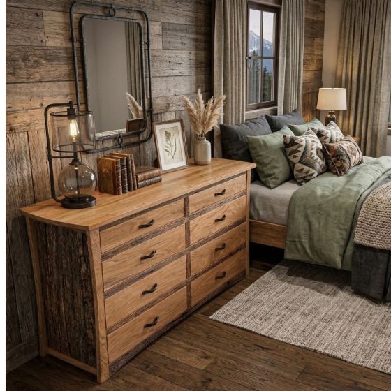 8 Drawer Dresser: Some lifestyle images are created with AI for visualization purposes. Crafted from natural solid wood, each piece is unique and will vary.