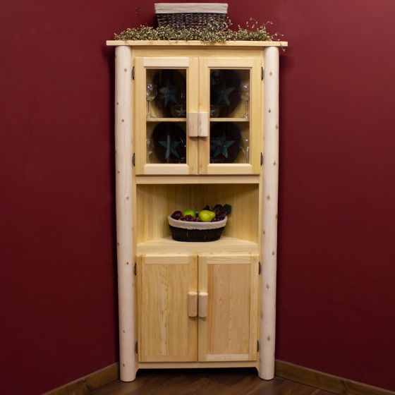 Hidden Lake Log Corner Cabinet - Unfinished