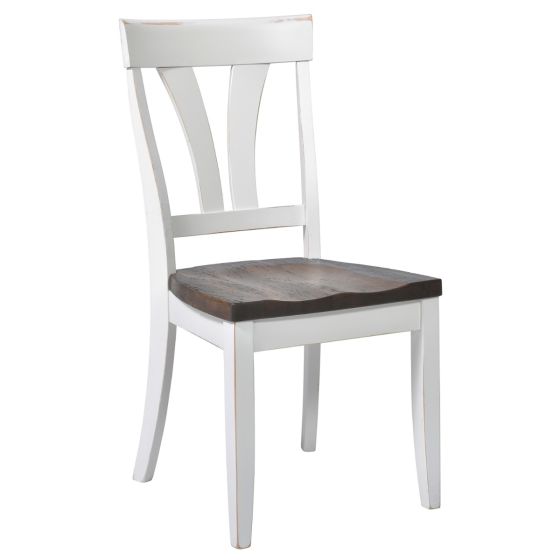 Kimberley Weathered Wood Dining Chair - Smoothed Wood Seat - Light Brown Seat Finish