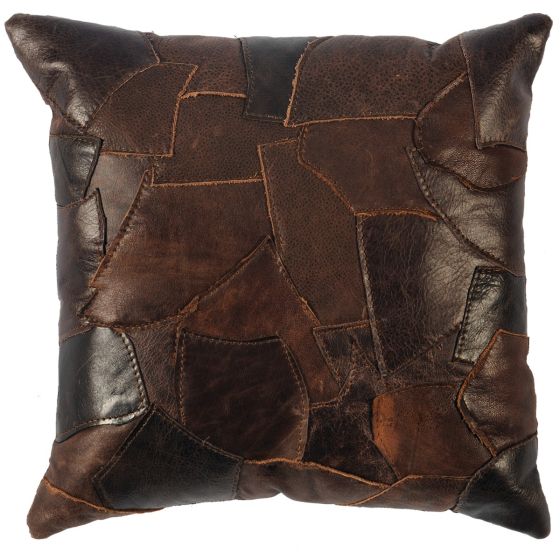 Leather Patchwork Decor Pillow