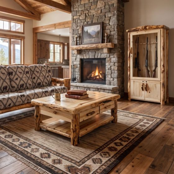 Rustic Log Gun Cabinet