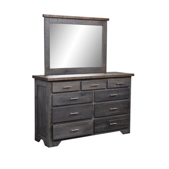 London Fog Modern Barn Wood 9 Drawer Dresser & Optional Mirror