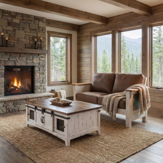 Rustic Loveseat: Some lifestyle images are created with AI for visualization purposes. Crafted from natural solid wood, each piece is unique and will vary.