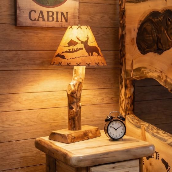 Rustic Lamp: Some lifestyle images are created with AI for visualization purposes. Crafted from natural solid wood, each piece is unique and will vary.