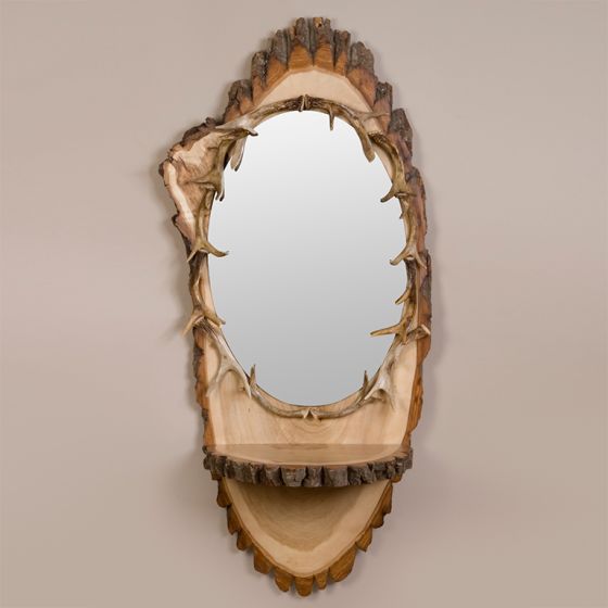 Oval Slab Antler Mirror