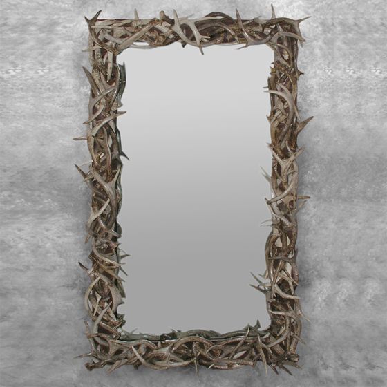 Rectangular Whitetail Antler Mirror