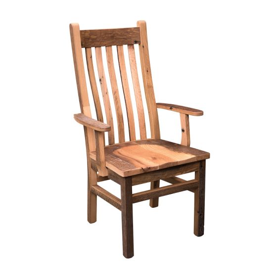 Almanzo Pioneer Barn Wood Mission Dining Arm Chair - Clear Finish