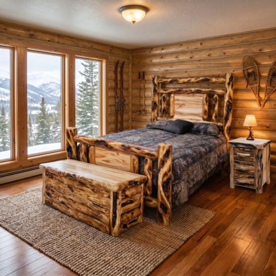 Aspen Bed: Some lifestyle images are created with AI for visualization purposes. Crafted from natural solid wood, each piece is unique and will vary.