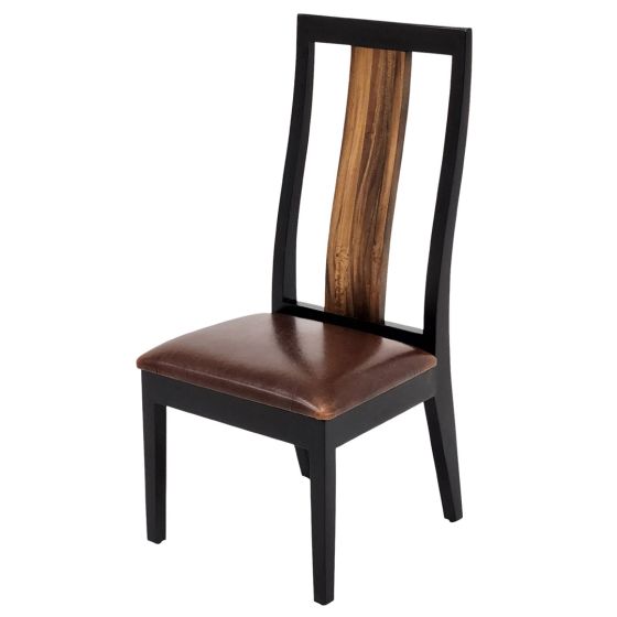 Modern Rustic Wood Chair - Side Chair - Burnt Umber Cypress Leather