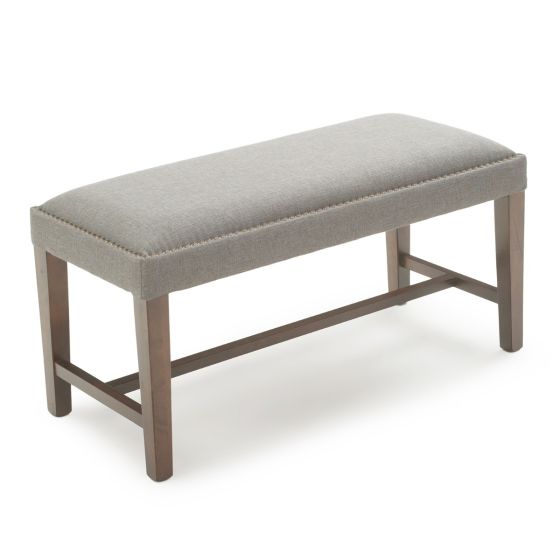 Bristol Classic Upholstered Bench - Flannel Grey Fabric