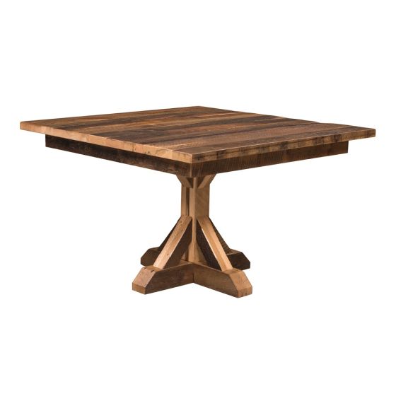 Norwich Rustic Barn Wood Dining Table - Solid Top - Clear Finish