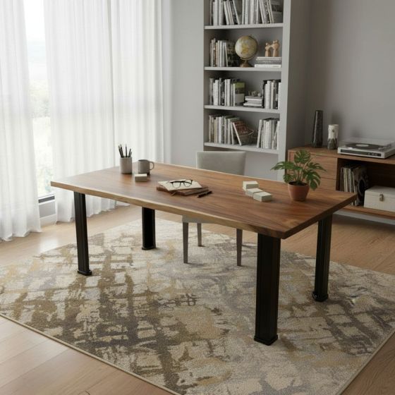 Contemporary Desk: Some lifestyle images are created with AI for visualization purposes. Crafted from natural solid wood, each piece is unique and will vary.