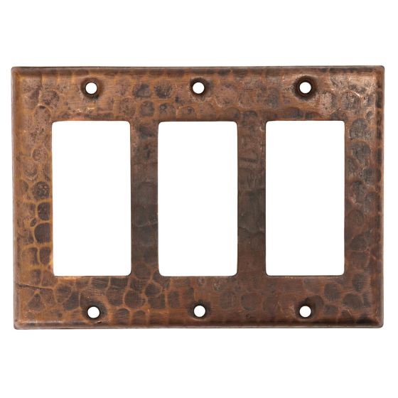 Oil Rubbed Bronze Hammered Copper Triple GFI Wall Plate Cover