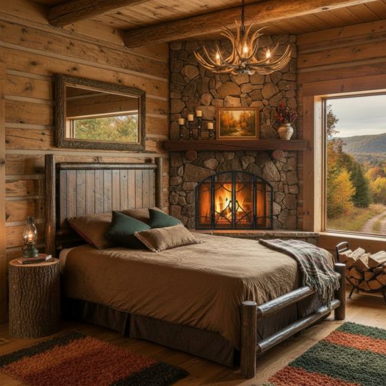 Rustic Panel Bed: Some lifestyle images are created with AI for visualization purposes. Crafted from natural solid wood, each piece is unique and will vary.