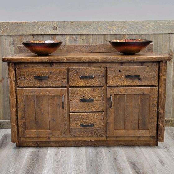 Olde Towne Rustic Log 60" Double Sink Vanity with Barnwood Lager (new door style)
