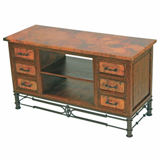 Pablo Hammered Copper 6 Drawer Widescreen TV Stand