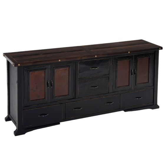 Painted Cottage 5 Drawer Metal Panel Sideboard - Black Harvest