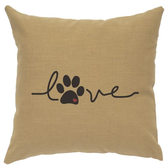 Paw Love Image Decor Pillow - Straw Linen