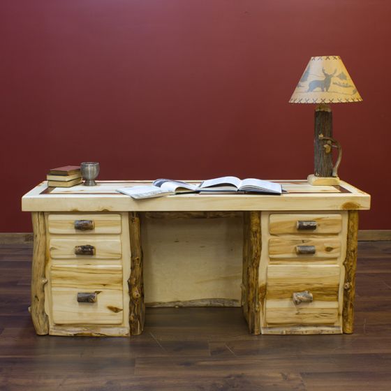 Light AspenRustic Aspen Log Desk