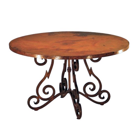 Quebrada Hammered Copper Round Dining Table - Heavy Design
