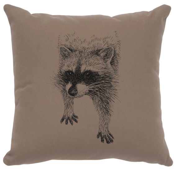 Raccoon Decor Pillow - Taupe Cotton