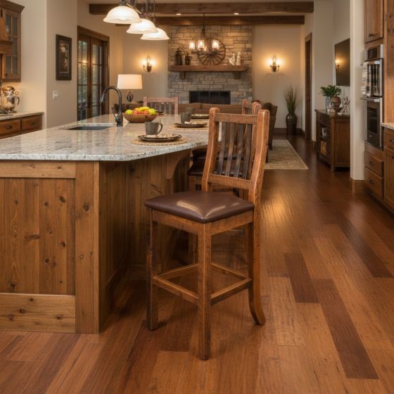 Rustic Bar Stool With Back: Some lifestyle images are created with AI for visualization purposes. Crafted from natural solid wood, each piece is unique and will vary.