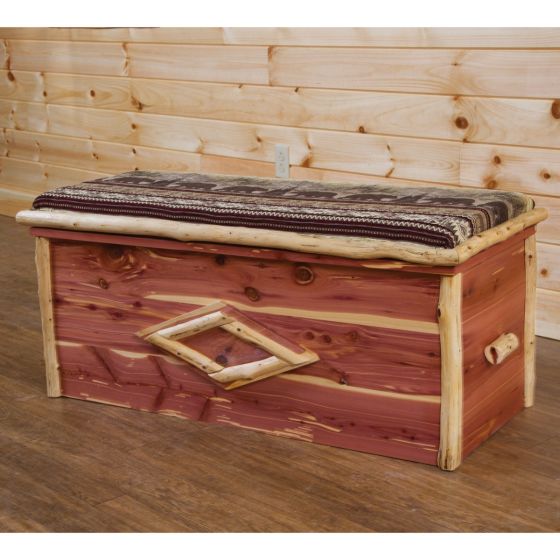 Rust Valley Red Cedar Cushion Top Blanket Chest - Bear Run Fabric