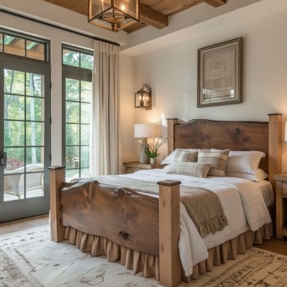 Live Edge Slab Bed: Some lifestyle images are created with AI for visualization purposes. Crafted from natural solid wood, each piece is unique and will vary.