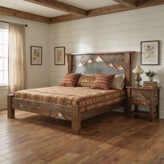Barn Wood Nightstand: Some lifestyle images are created with AI for visualization purposes. Crafted from natural solid wood, each piece is unique and will vary.