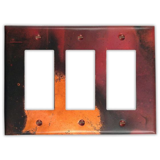 Rojo y Negro 3 Rocker/GFI Copper Switch Plate