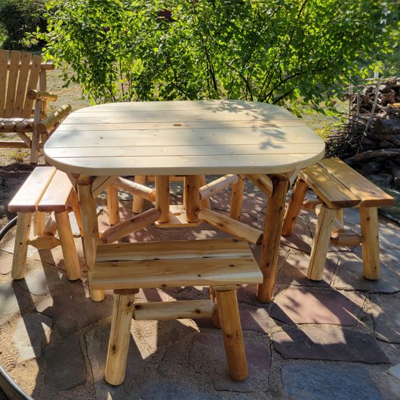 Contoured Comfort 47" Log Roundabout Table - Customer Provided Photo