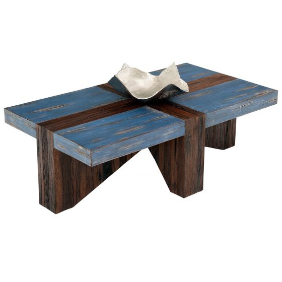 Rustic Chic Coffee Table - Antique Blue Distressed Mahogany - Stained Reclaimed Wood