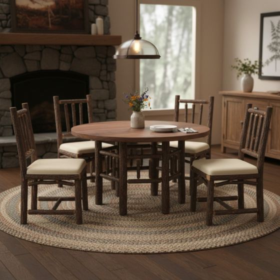 Rustic Dining Table: Some lifestyle images are created with AI for visualization purposes. Crafted from natural solid wood, each piece is unique and will vary.