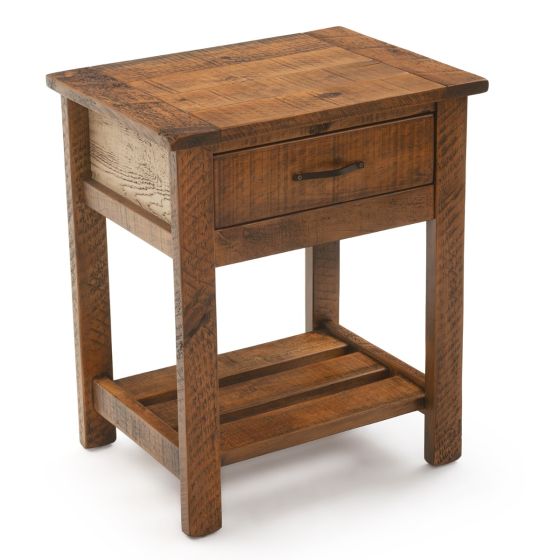 Rustic Whitewash Ranchero 1 Drawer Barnwood Nightstand - Antique Barnwood Frame Finish