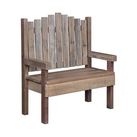 Barrel Slatted Back Arm Bench