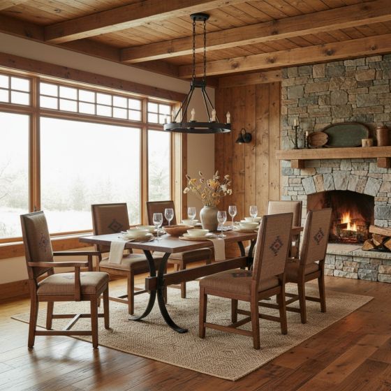 Black Walnut Dining: Some lifestyle images are created with AI for visualization purposes. Crafted from natural solid wood, each piece is unique and will vary.