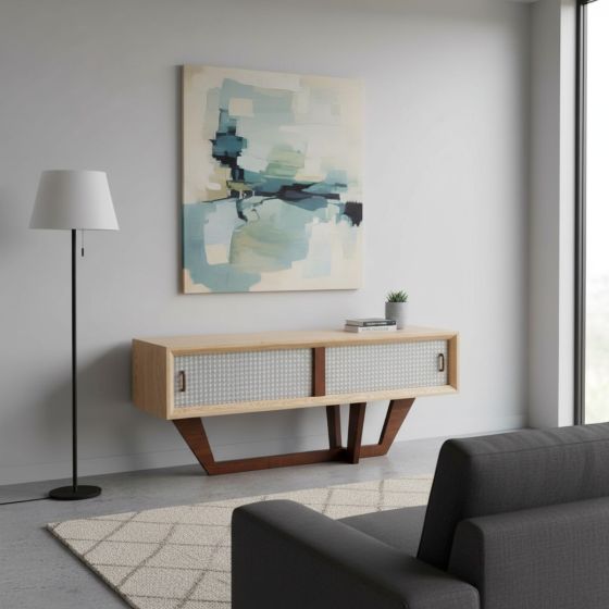 Modern Sideboard: Some lifestyle images are created with AI for visualization purposes. Crafted from natural solid wood, each piece is unique and will vary.