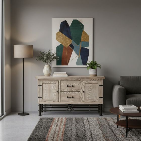 Modern Sideboard: Some lifestyle images are created with AI for visualization purposes. Crafted from natural solid wood, each piece is unique and will vary.