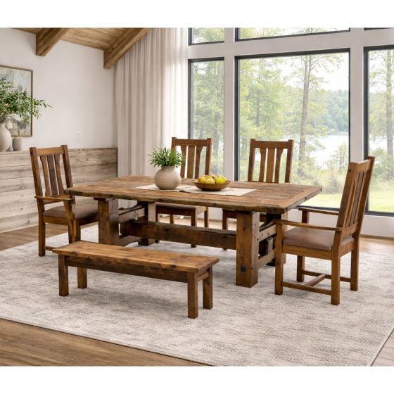 Barnwood Dining Table: Some lifestyle images are created with AI for visualization purposes. Crafted from natural solid wood, each piece is unique and will vary.