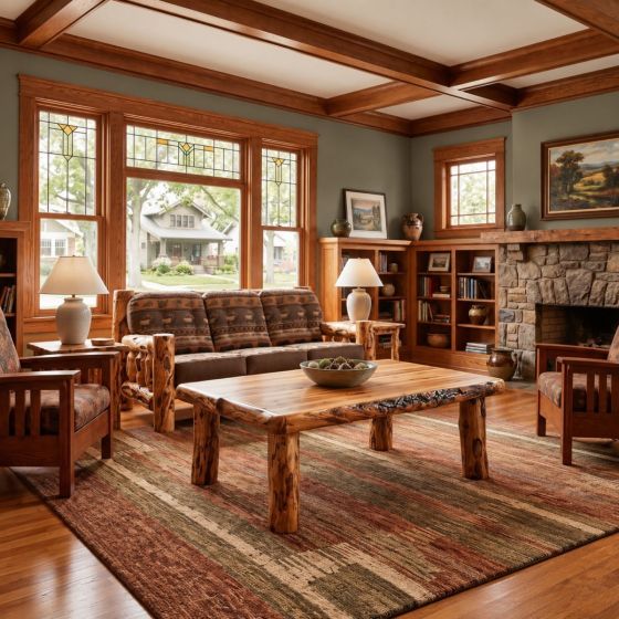 Aspen Coffee Table: Some lifestyle images are created with AI for visualization purposes. Crafted from natural solid wood, each piece is unique and will vary.