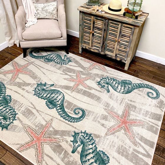 Seaweed Seahorse Rug - Mineral