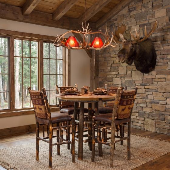 Rustic Pub Table:Some lifestyle images are created with AI for visualization purposes. Crafted from natural solid wood, each piece is unique and will vary.